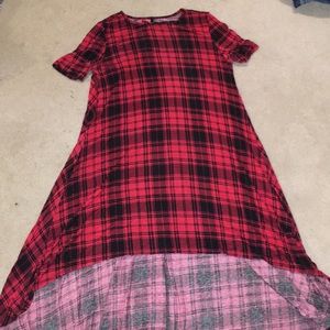 Red and black plaid High-Low dress